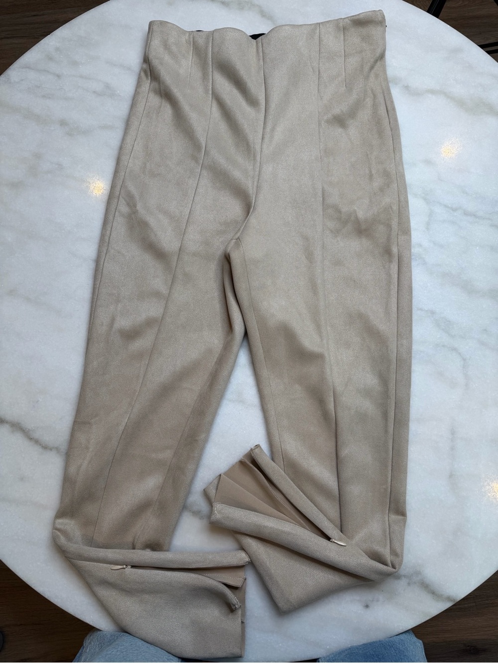 Zara Beige Dress Pants with Ankle Zips and side closure